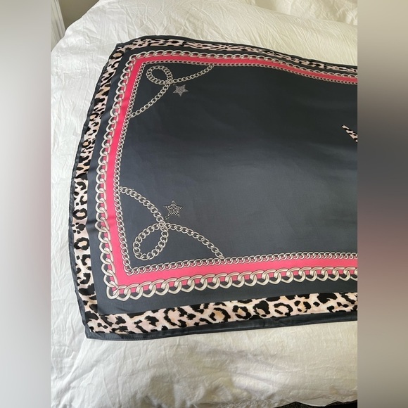 Juicy Couture Long Silky Scarf | Large Logo | Multi Color Leopard Print | NWT. - Picture 2 of 9